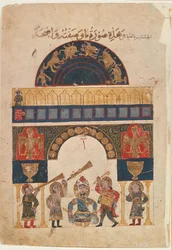 Indische astrologische Karte, die Zeichen des östlichen Tierkreises darstellt, 1850